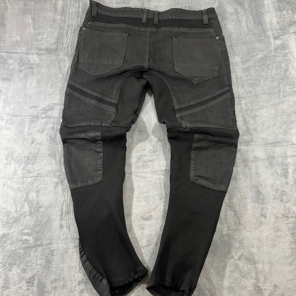 Iro-Ochi Mens Limited Edition /300 Black Moto Ribbed Panel Denim Jeans Size 36 - Picture 7 of 11
